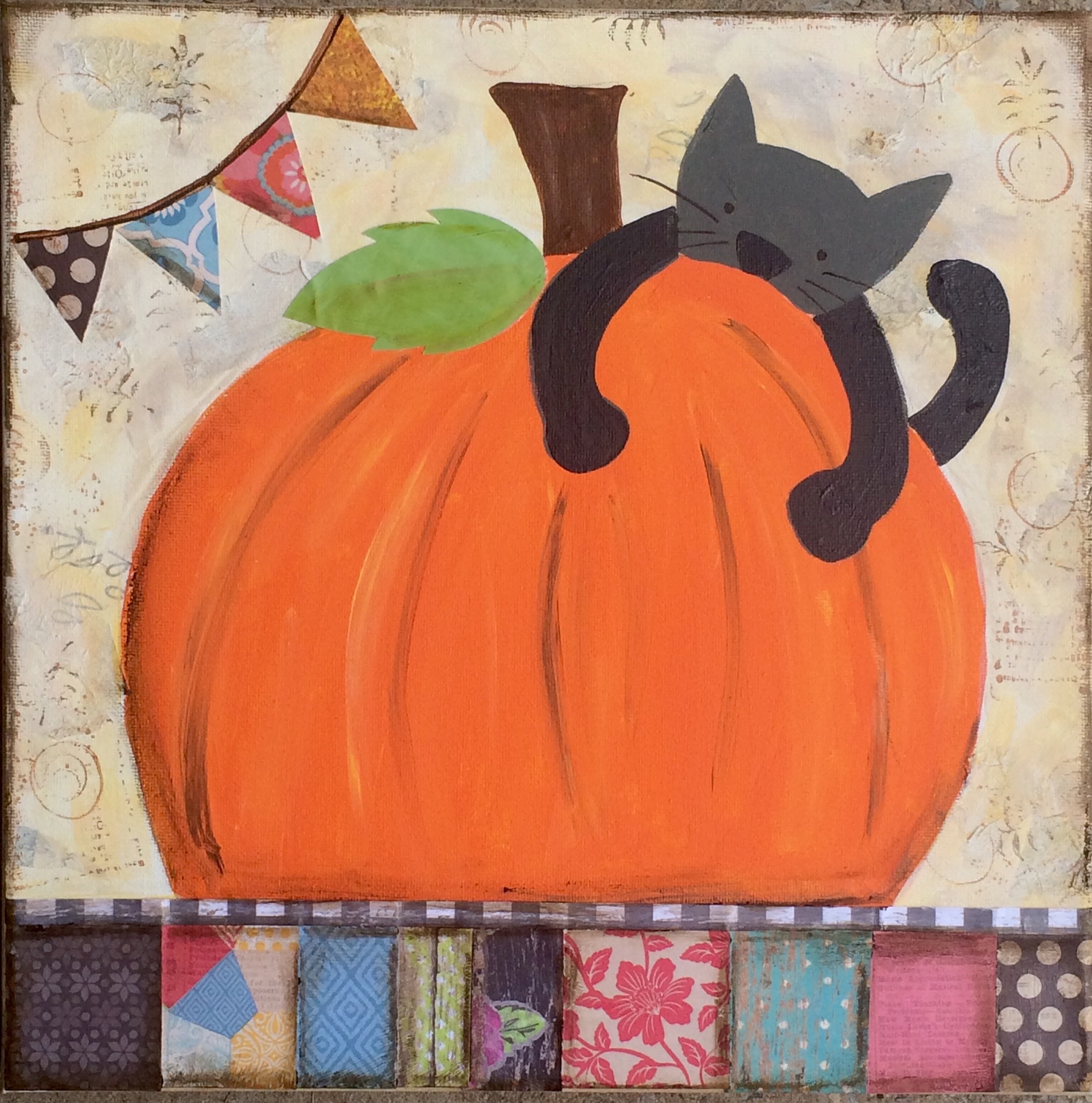 Pumpkin And Cat Paint Night Open To All Maureen Marks Art   12 X 12 Pumpkin With Cat 