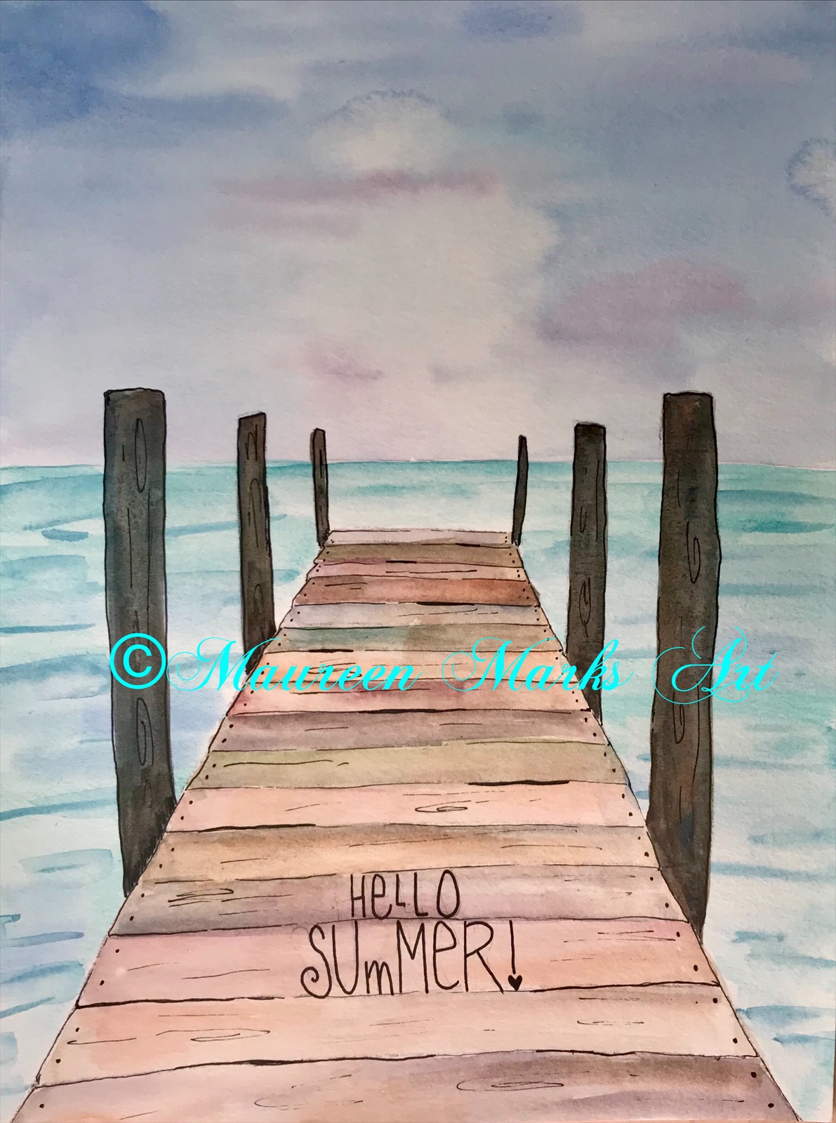 Watercolor Dock - Maureen Marks Art